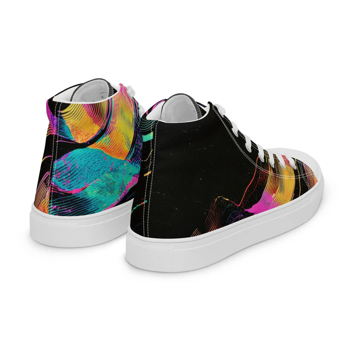 Women’s high-top canvas sneakers by Simples Market in a colorful abstract print