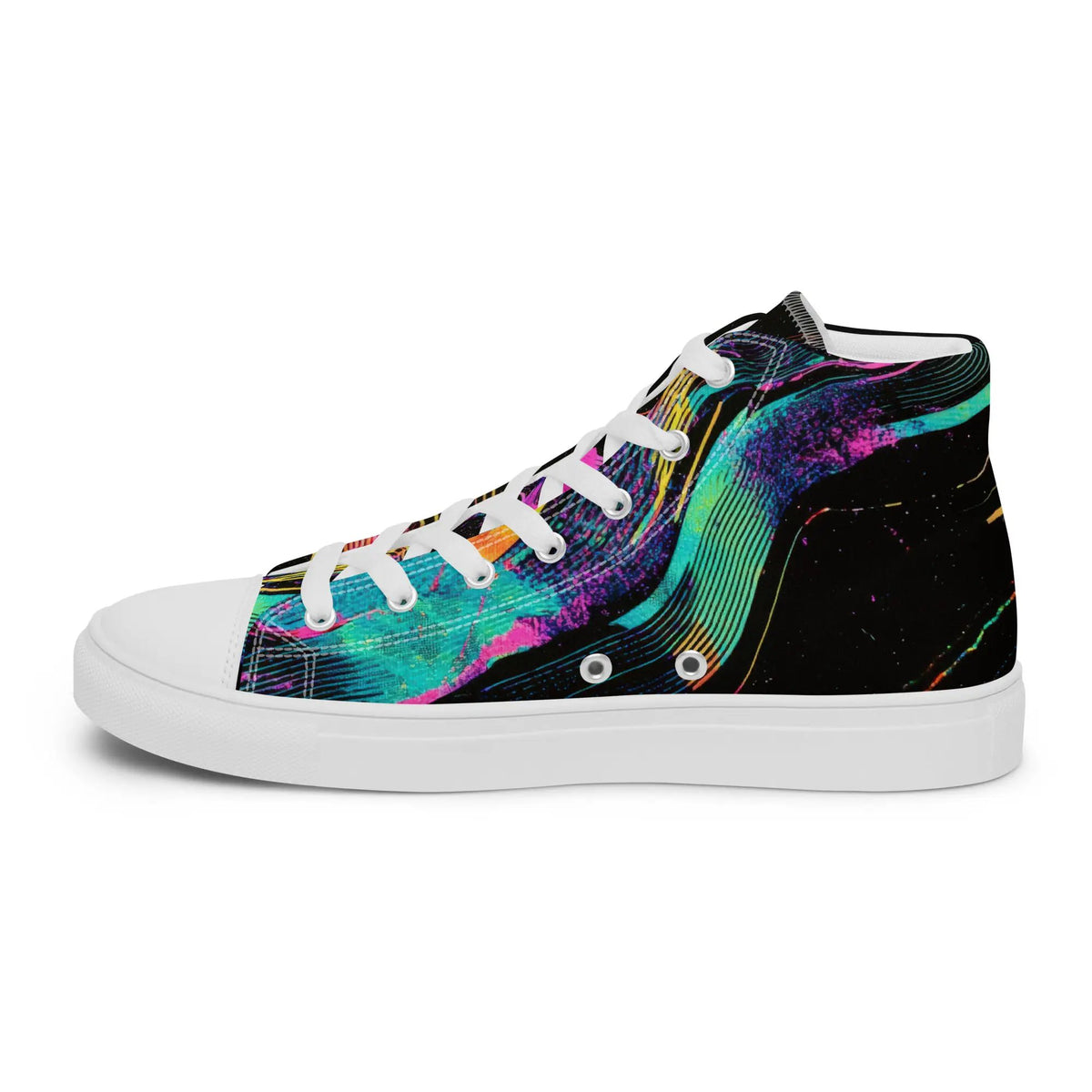 Women's high-top canvas sneakers by Simples Market in multicolor abstract print