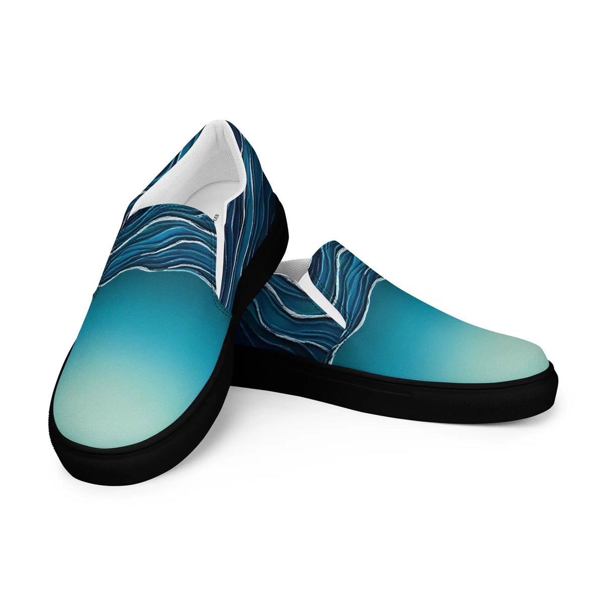 Simples Market women's slip-on canvas shoes in teal blue with white lining, pair shown