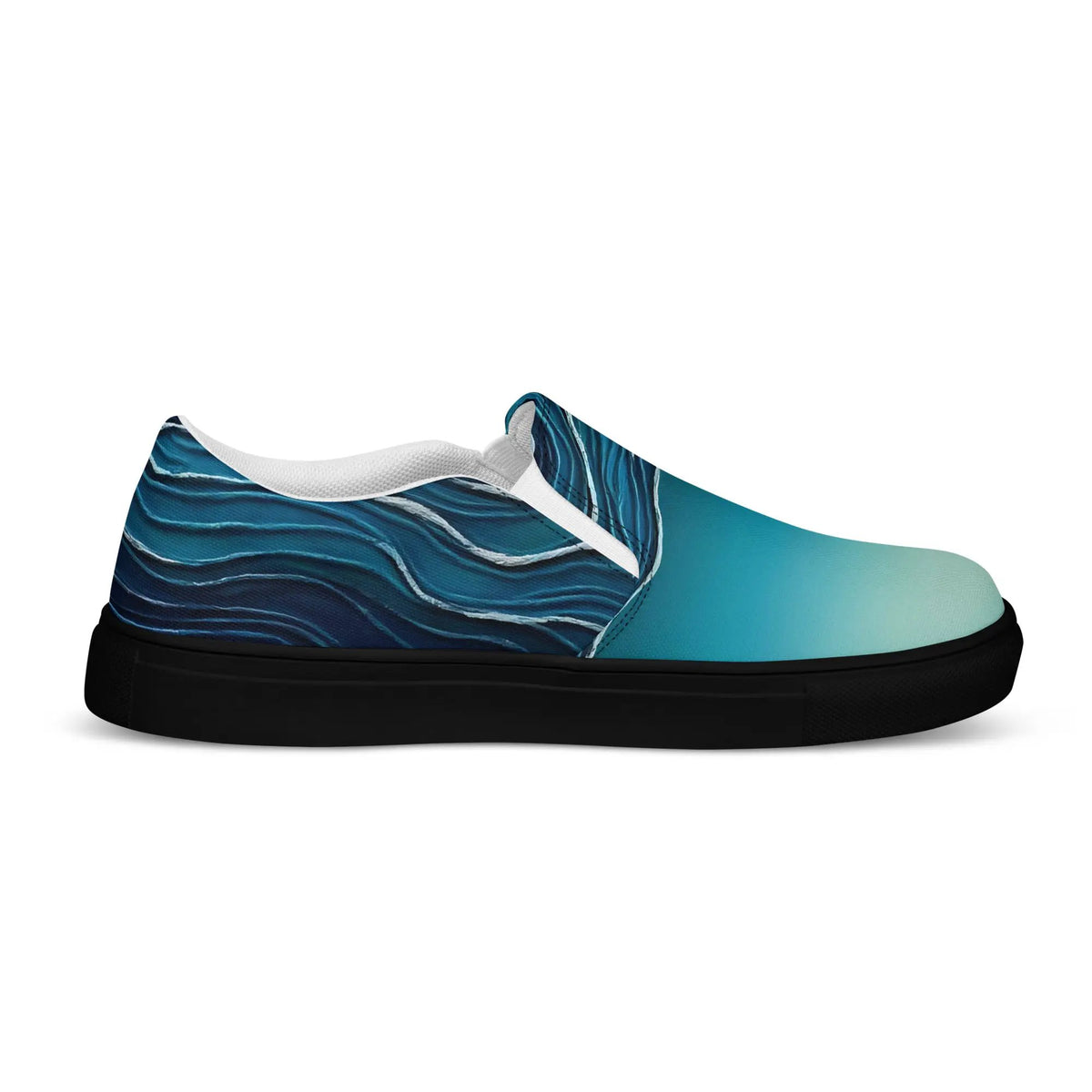 Women's slip-on canvas shoes by Simples Market in blue marble-pattern with white sole