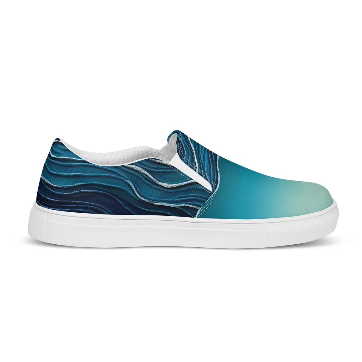 Simples Market Women’s slip-on canvas shoes in blue wave pattern with white sole